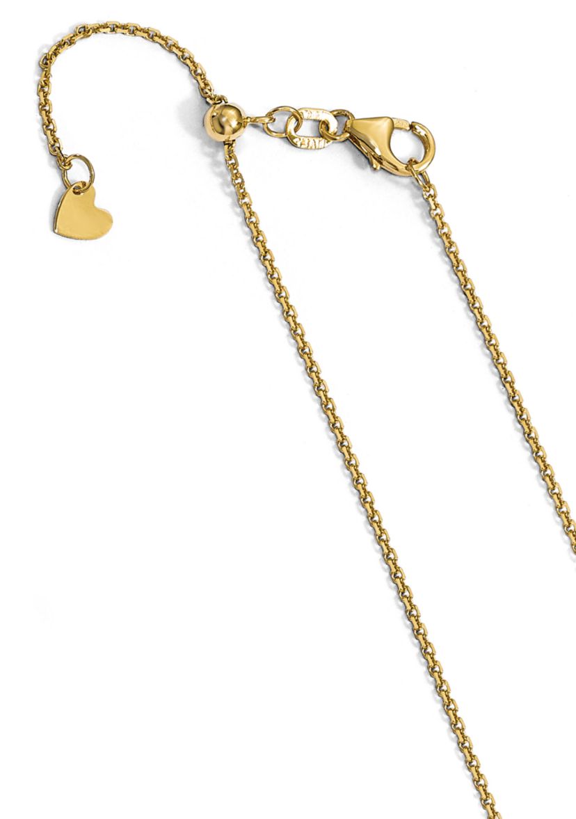14K Yellow Gold 1.25 Millimeter Diamond Cut Adjustable Cable Chain