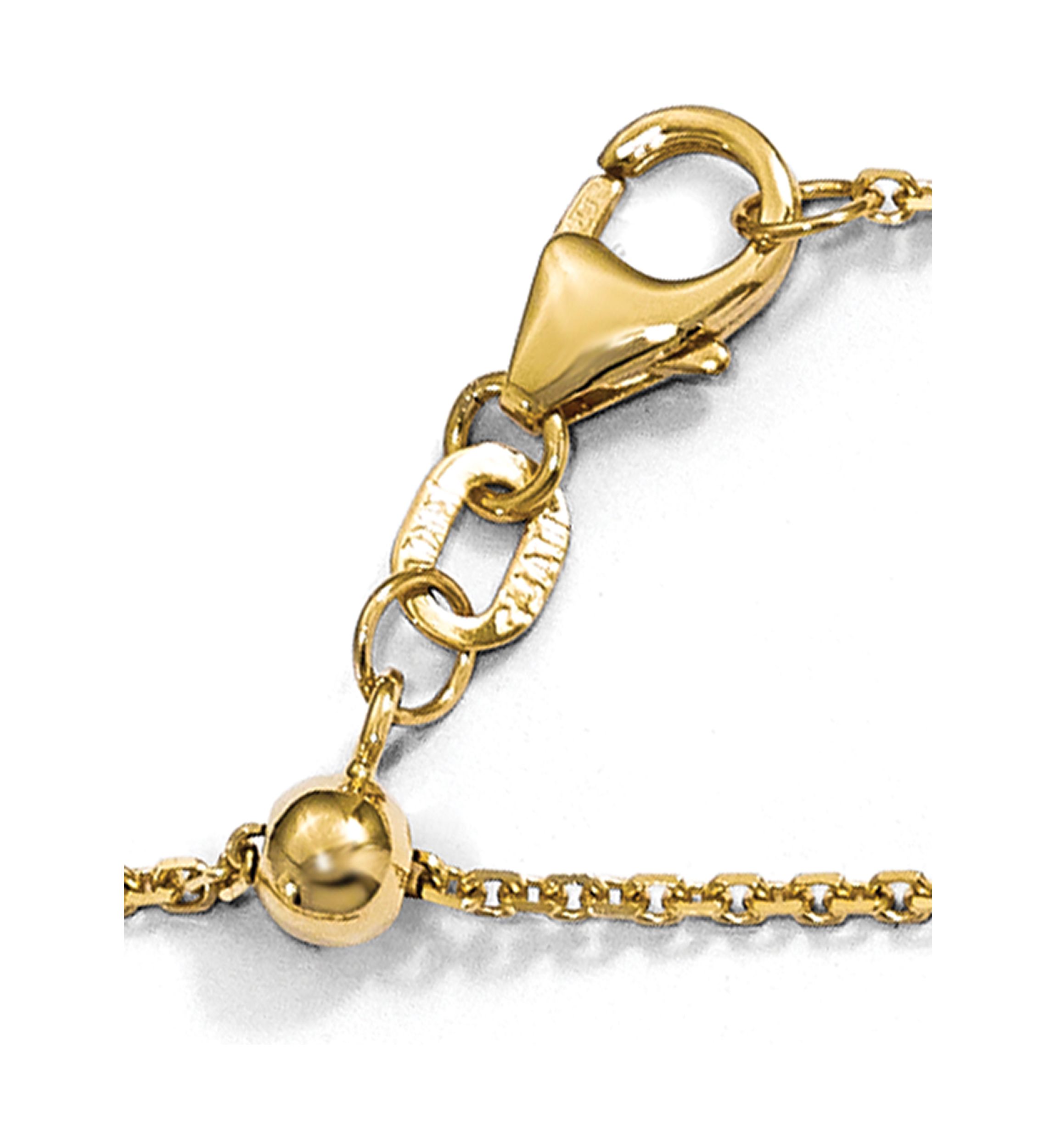 14K Yellow Gold 1.25 Millimeter Diamond Cut Adjustable Cable Chain