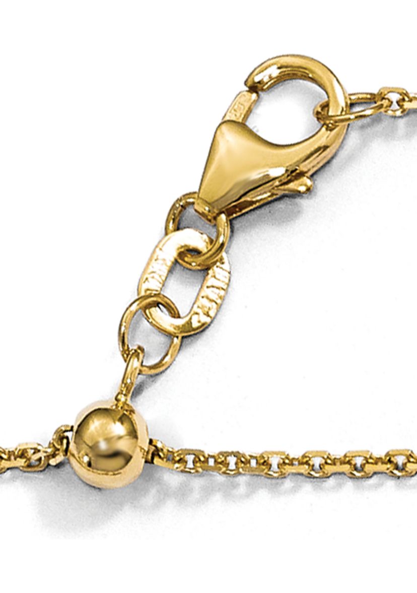 14K Yellow Gold 1.25 Millimeter Diamond Cut Adjustable Cable Chain