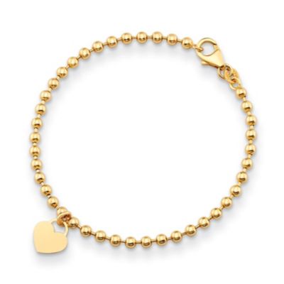Belk & Co 14K Yellow Gold Heart Beaded 7.25 Inch Bracelet