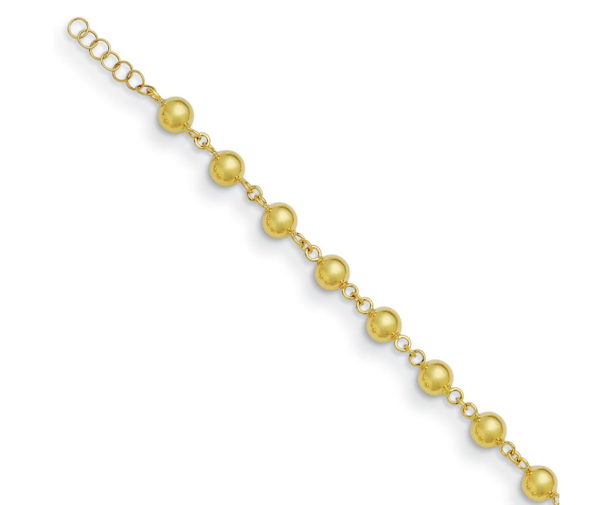 14K Yellow Gold 6mm Bead 7.5 Inch Bracelet