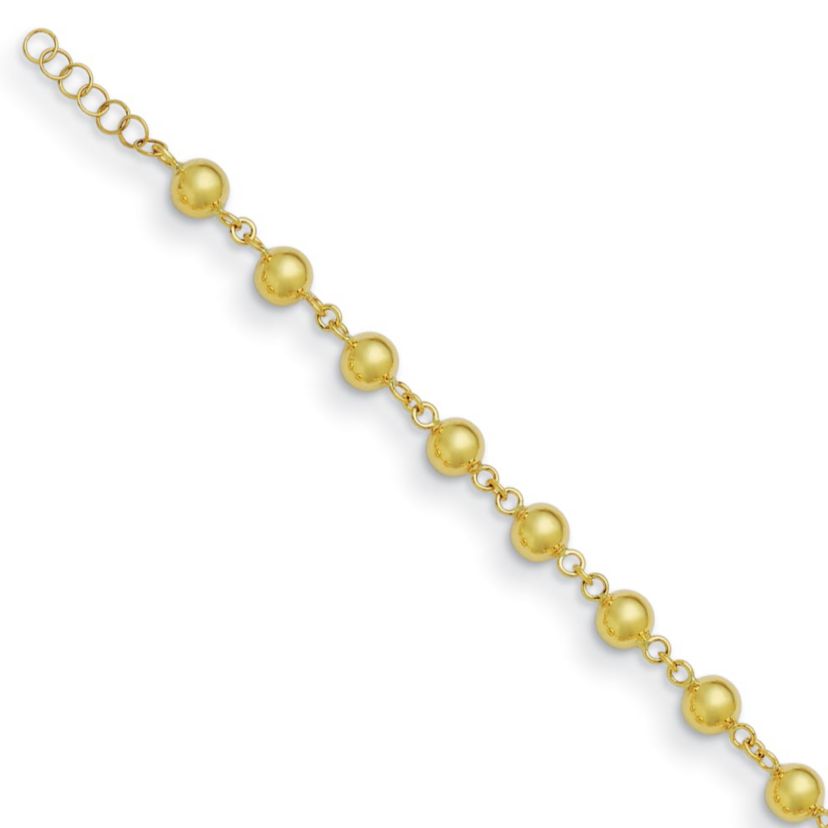 14K Yellow Gold 6mm Bead 7.5 Inch Bracelet