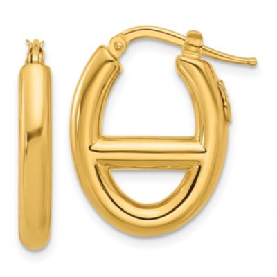 Belk & Co 14K Yellow Gold 18.3mm Theta Shape Hoop Earrings