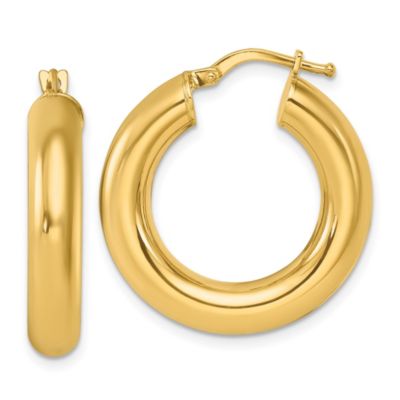 Belk & Co 14K Yellow Gold Polished Round Tube Hoop Earrings