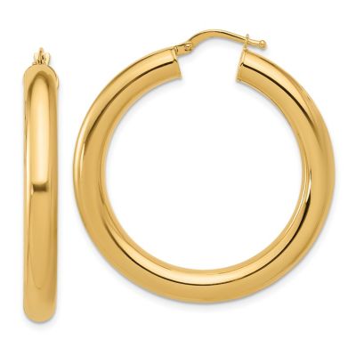 Belk & Co 14K Yellow Gold Polished Round Tube Hoop Earrings