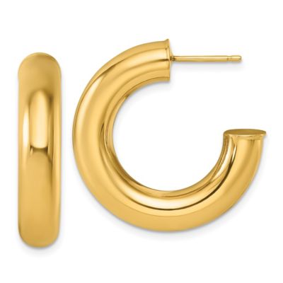 Belk & Co 14K Yellow Gold Small Round Tube Post Hoop Earrings