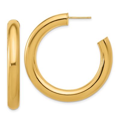 Belk & Co 14K Yellow Gold Medium Round Tube Post Hoop Earrings