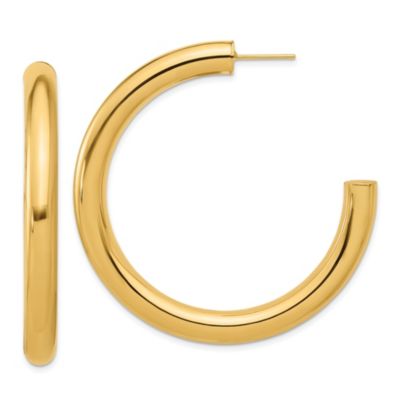 Belk & Co 14K Yellow Gold Large Round Tube Post Hoop Earrings