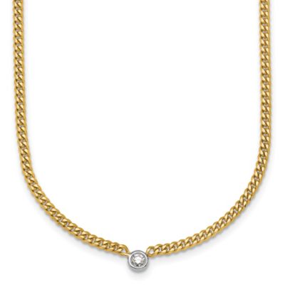 Belk & Co 1/10 ct. t.w Diamond Curb 18 Inch Necklace in 14K Yellow Gold