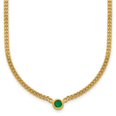 Belk & Co 0.06 ct. t.w. Emerald Curb 18 Inch Necklace in 14K Yellow Gold