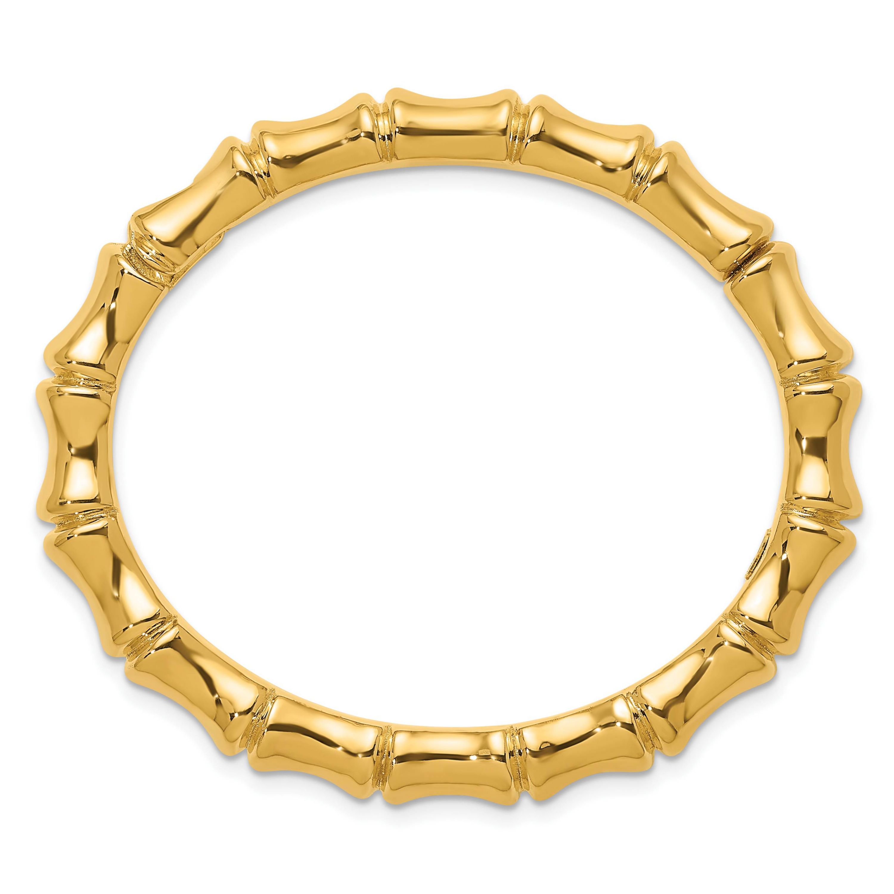 14K Yellow Gold Polished Bamboo Hinged Bangle