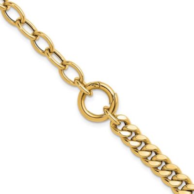 Belk & Co 14K Yellow Gold Polished Half Curb and Cable Link with Charm Holder Bracelet