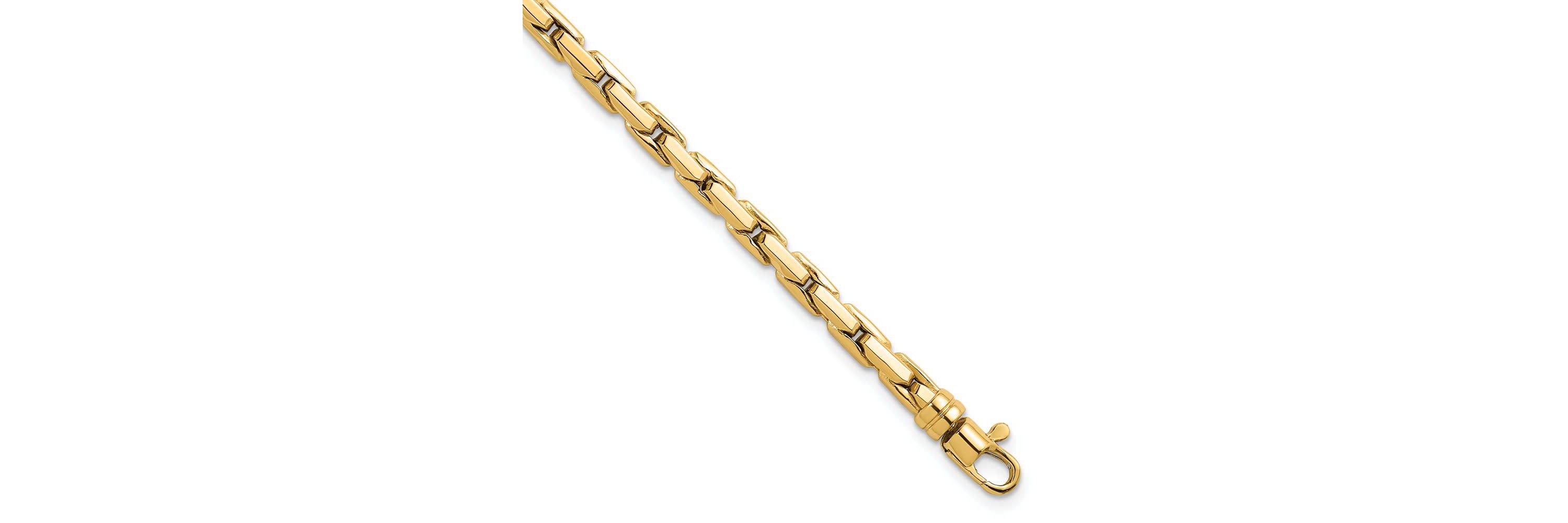 14K Yellow Gold Polished Fancy 4mm Link Bracelet