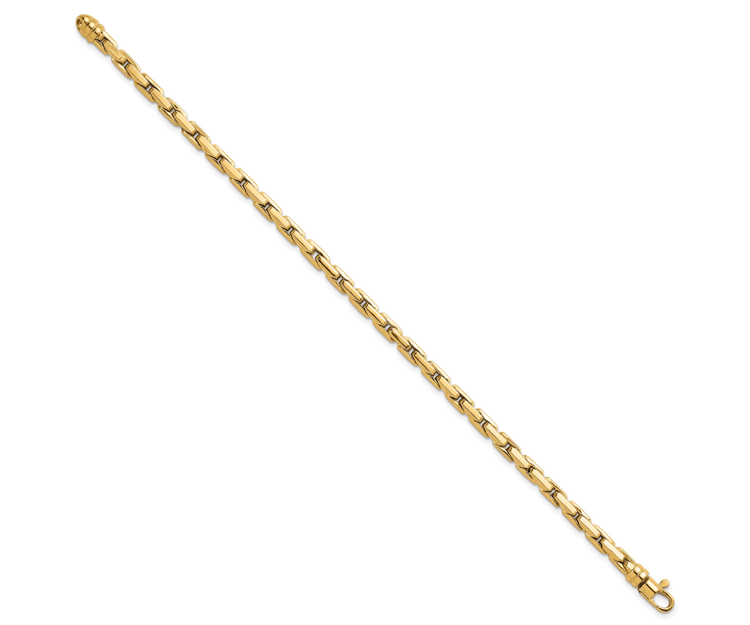14K Yellow Gold Polished Fancy 4mm Link Bracelet