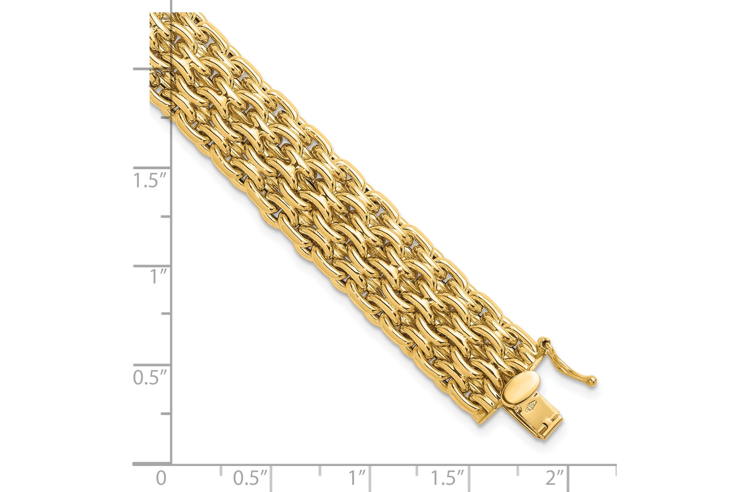 14K Yellow Gold Polished Fancy Woven Chain Bracelet