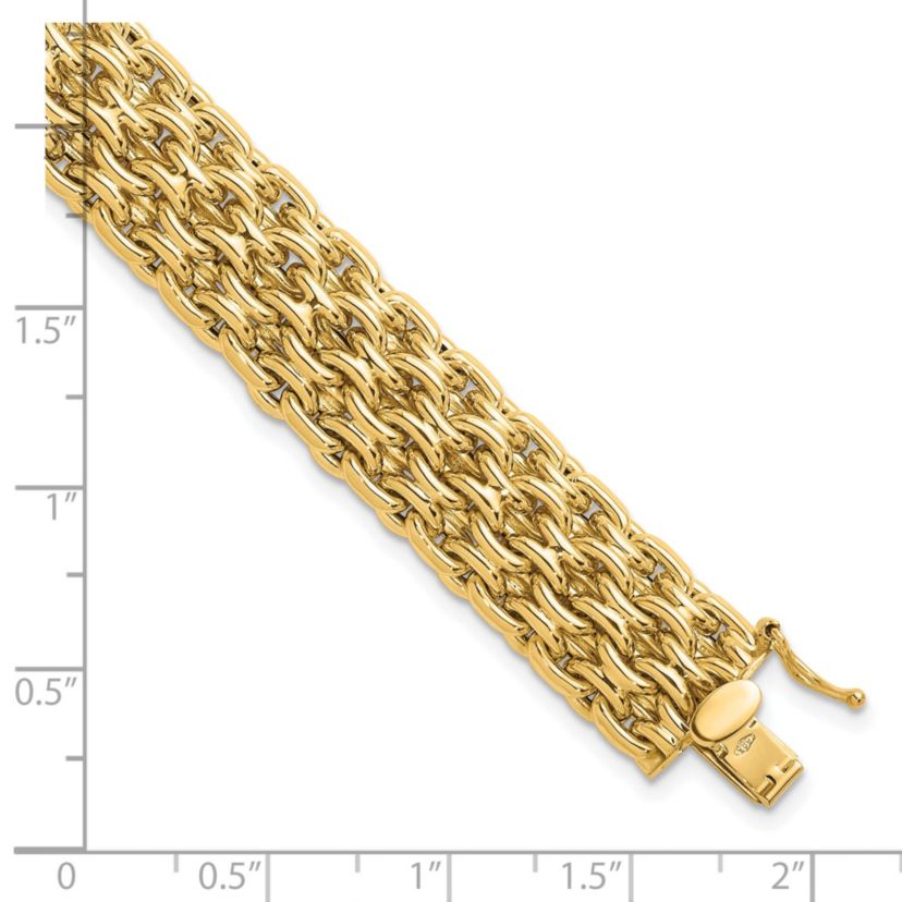 14K Yellow Gold Polished Fancy Woven Chain Bracelet