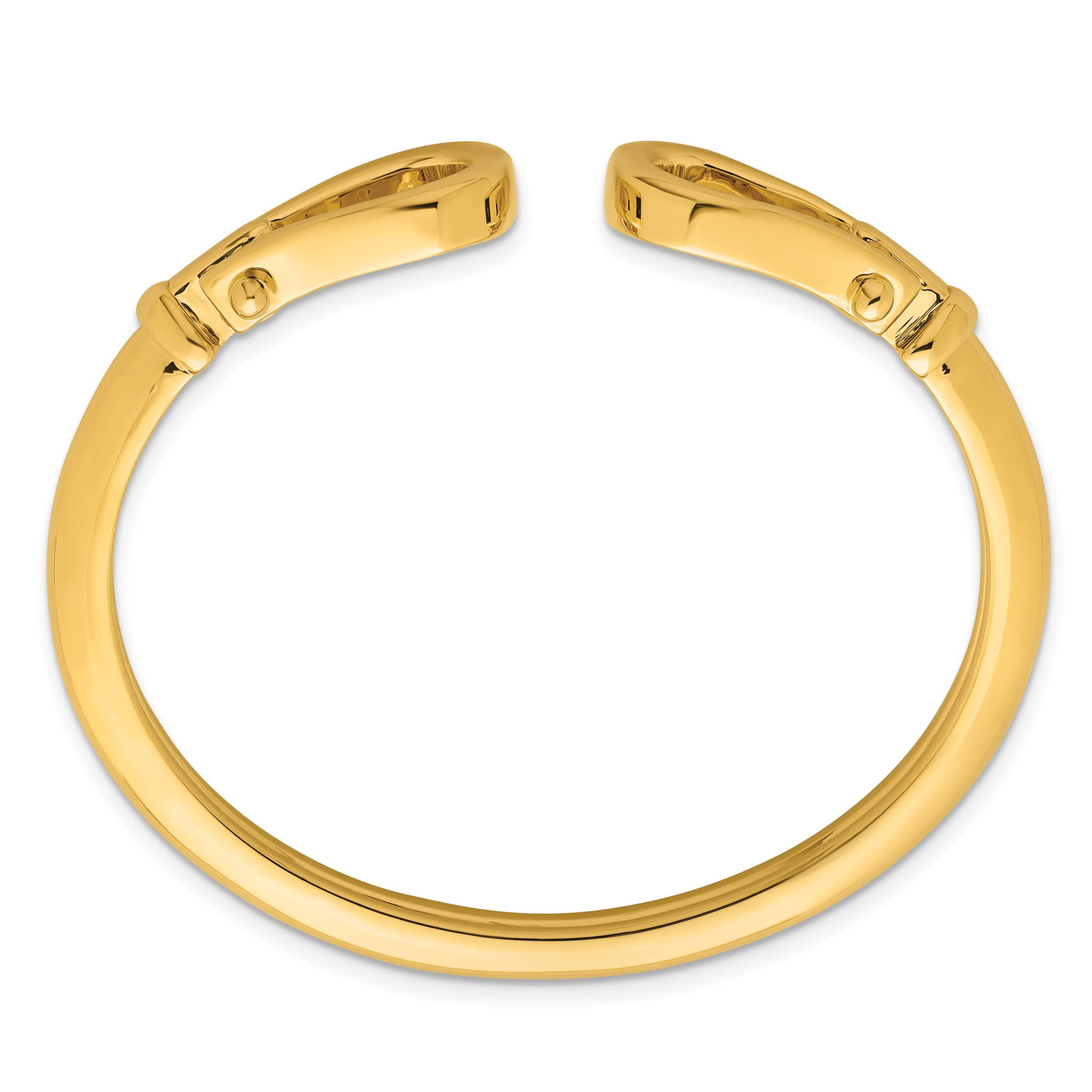 14K Yellow Gold Polished Double Loop Knot Flexible Cuff Bangle