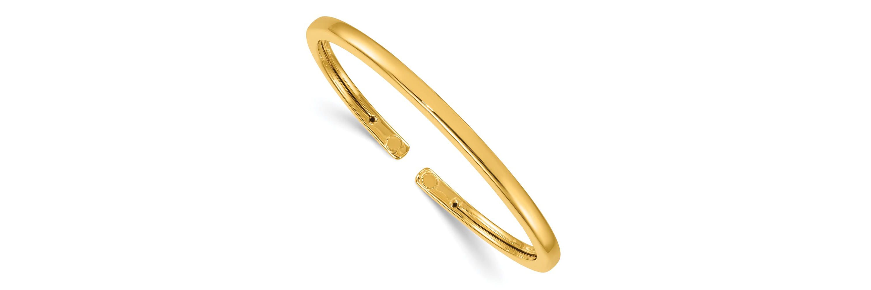 14K Yellow Gold Polished 4.2mm Flexible Cuff Bangle