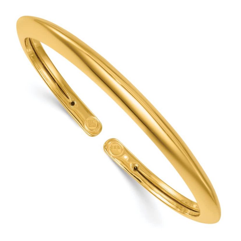 14K Yellow Gold Polished Tapered Knife-edge Flexible Cuff Bangle