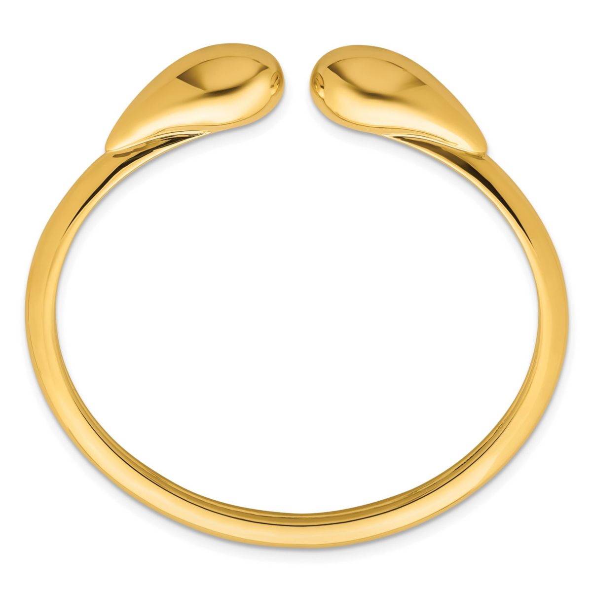 14K Yellow Gold Polished Teardrop Flexible Cuff Bangle
