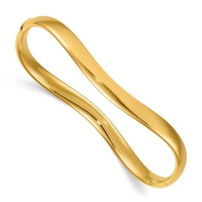 Belk & Co 14K Yellow Gold Polished Wavy Hinge Bangle