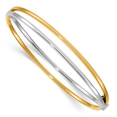Belk & Co 14K Two-tone Polished Hinged Bangle, 7 in