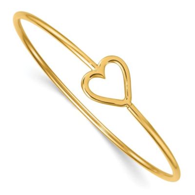 Belk & Co 14K Yellow Gold Polished Heart Flexible with Hidden Clasp Bangle