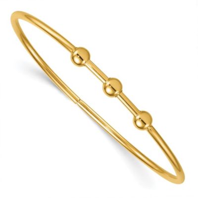 Belk & Co 14K Yellow Gold Polished 3 Bead Flexible with Hidden Clasp Bangle