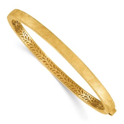Belk & Co 14K Yellow Gold Polished and Brushed Textured 4mm Bangle, 7 in