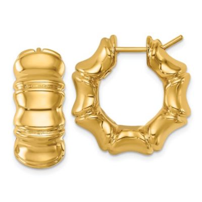Belk & Co 14K Yellow Gold Polished 10mm Bamboo Round Hoop Earrings