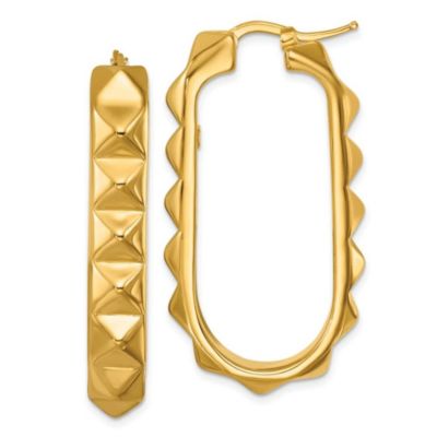 Belk & Co 14K Yellow Gold Polished and Studded Hoop Earrings