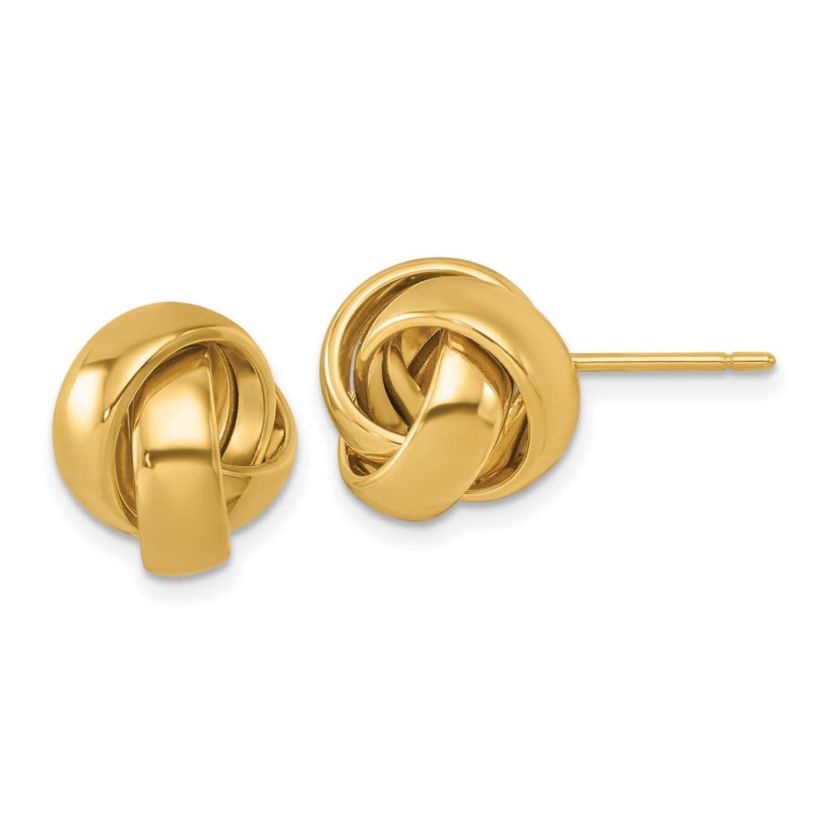 14K Yellow Gold Polished Love Knot Post Earrings
