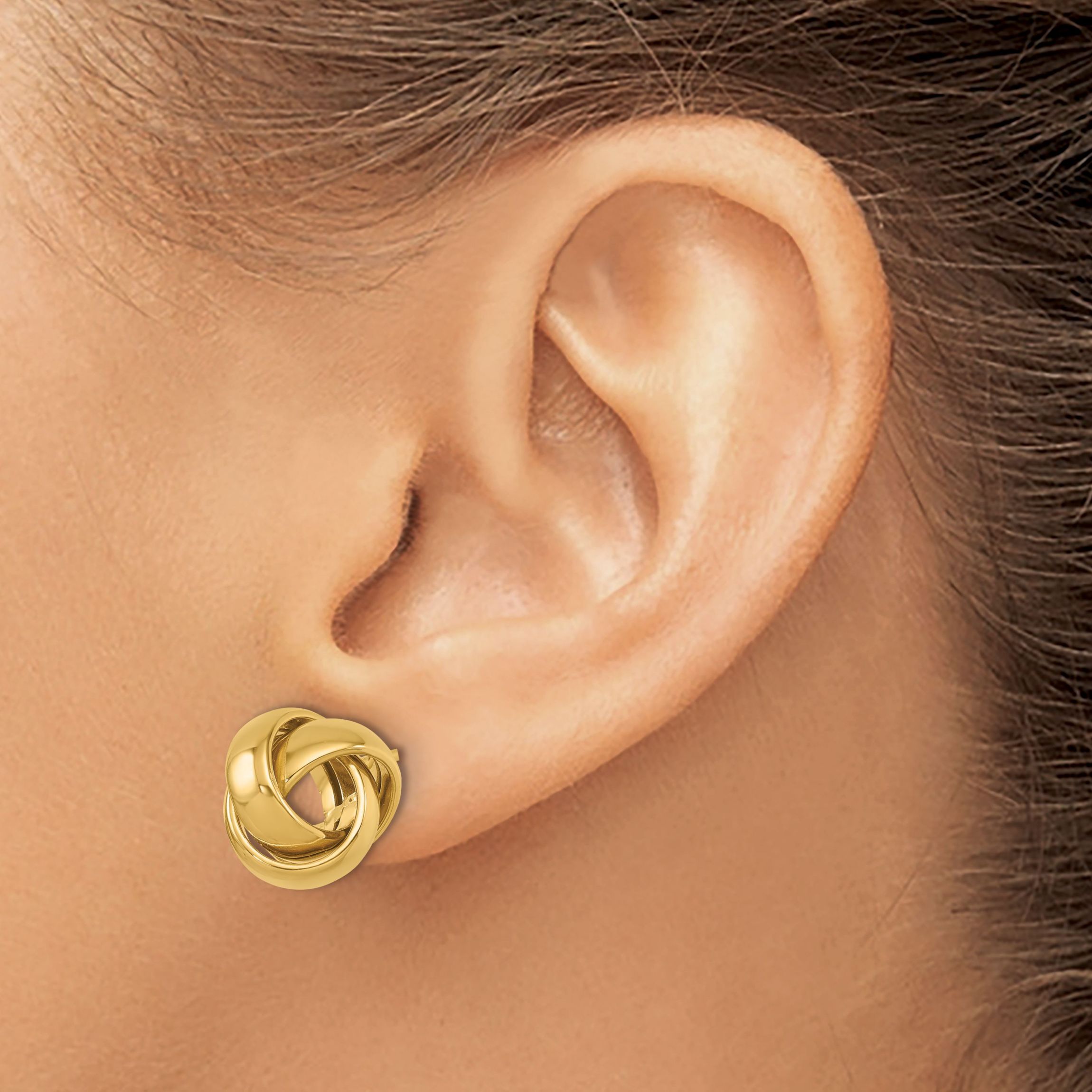 14K Yellow Gold Polished Love Knot Post Earrings