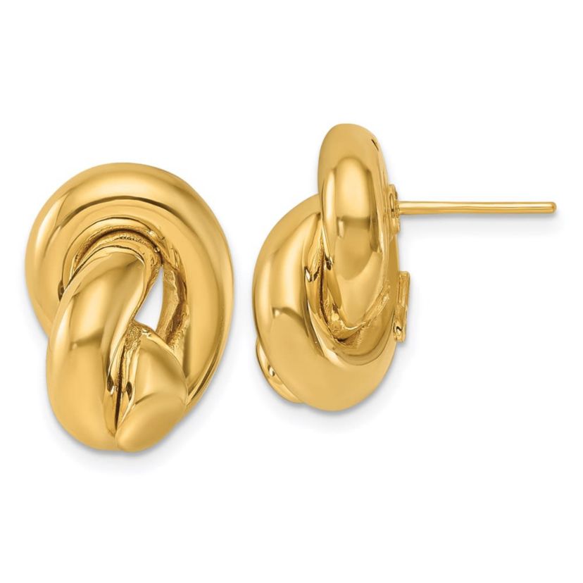 14K Yellow Gold Polished Fancy Large Knot Post Earrings
