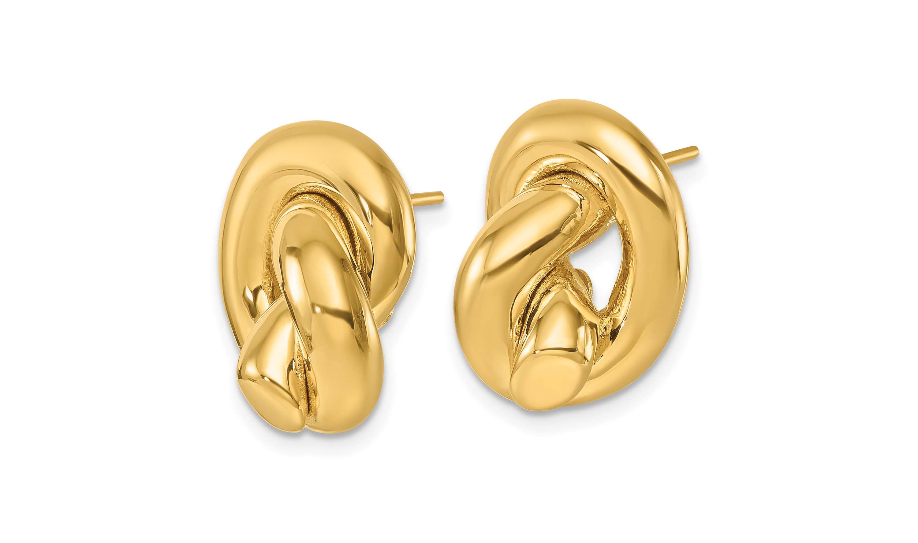 14K Yellow Gold Polished Fancy Large Knot Post Earrings