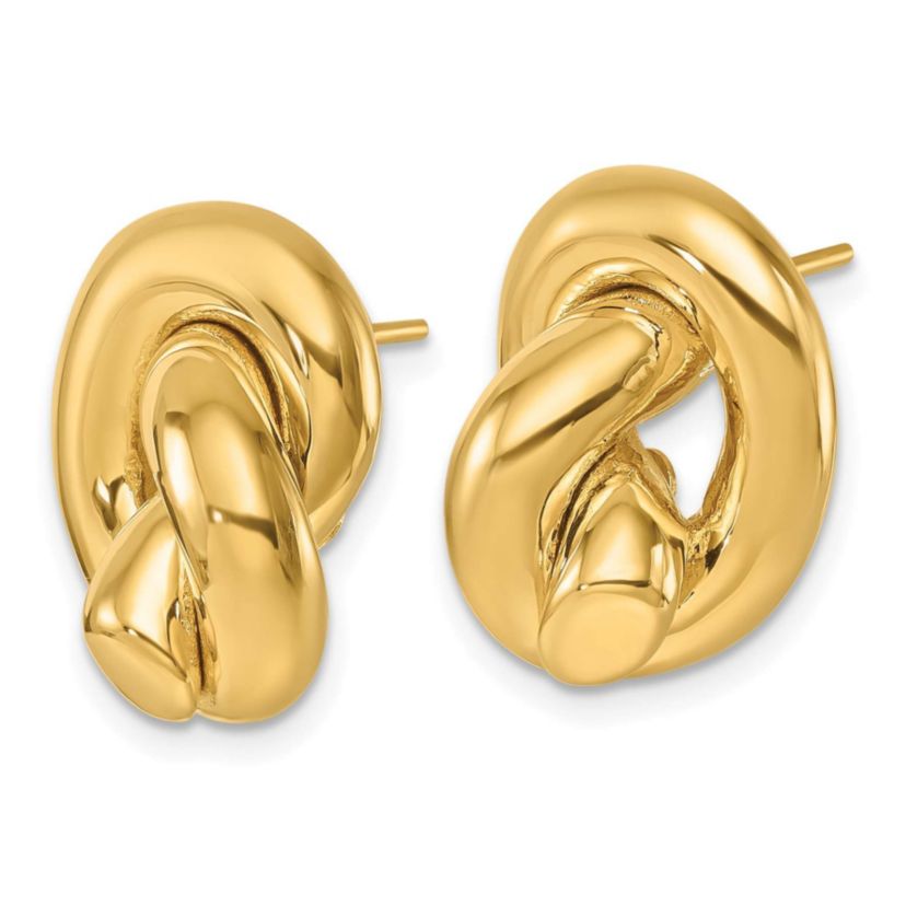 14K Yellow Gold Polished Fancy Large Knot Post Earrings
