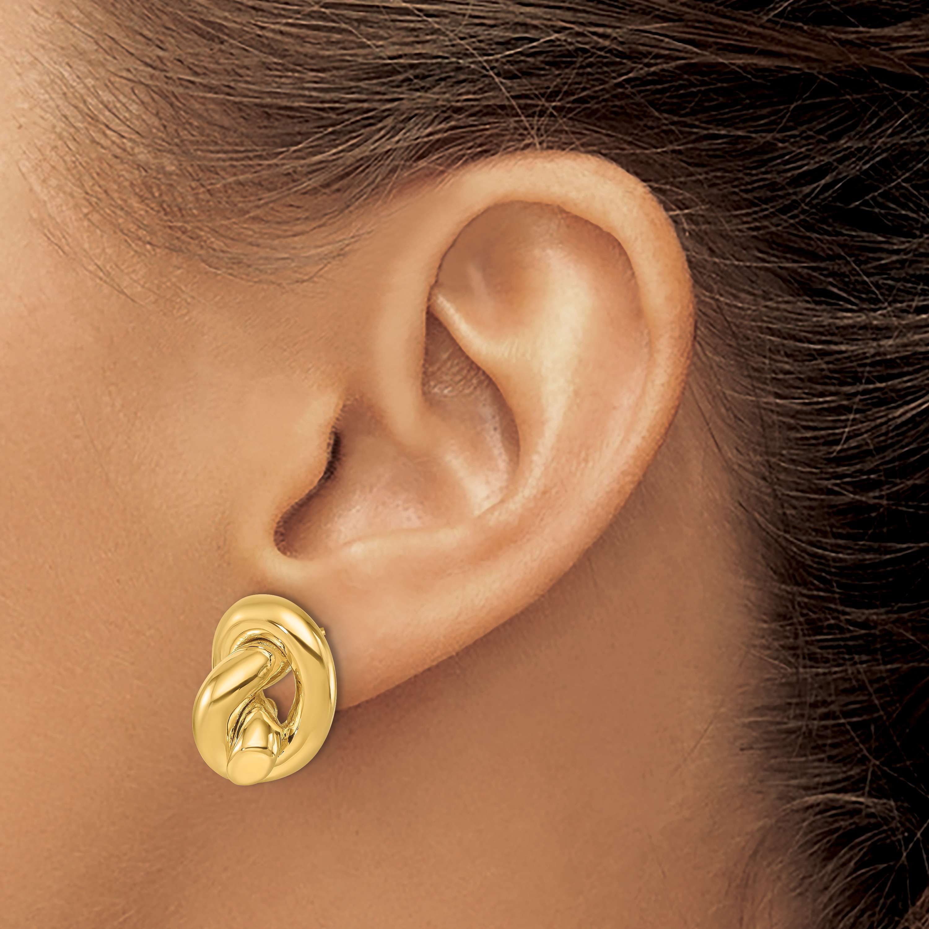 14K Yellow Gold Polished Fancy Large Knot Post Earrings