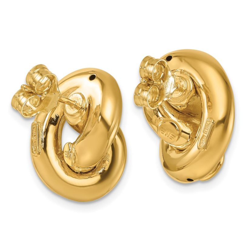 14K Yellow Gold Polished Fancy Large Knot Post Earrings