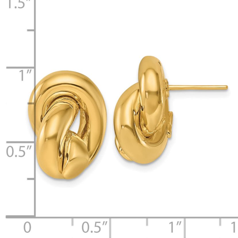 14K Yellow Gold Polished Fancy Large Knot Post Earrings