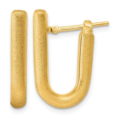 Belk & Co 14K Yellow Gold Polished and Satin 3.5mm U-Shape Hoop Earrings