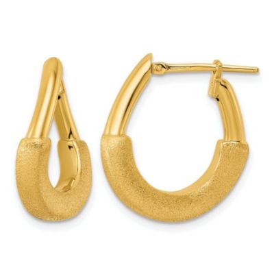 Belk & Co 14K Yellow Gold Polished and Satin Wave Hoop Earrings