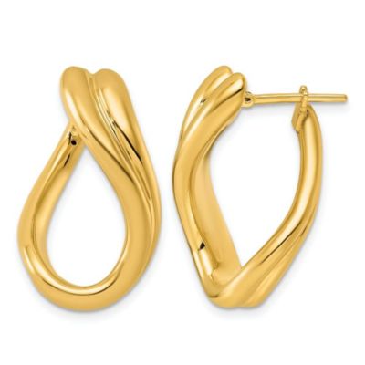 Belk & Co 14K Yellow Gold Polished Graduated Grooved and Twisted Hoop Earrings