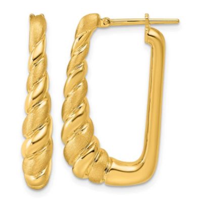 Belk & Co 14K Yellow Gold Polished and Satin Twisted Tapered Hoop Earrings