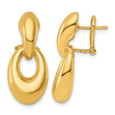 Belk & Co 14K Yellow Gold Polished Puffed Oval Drop Omega Back Dangle Earrings