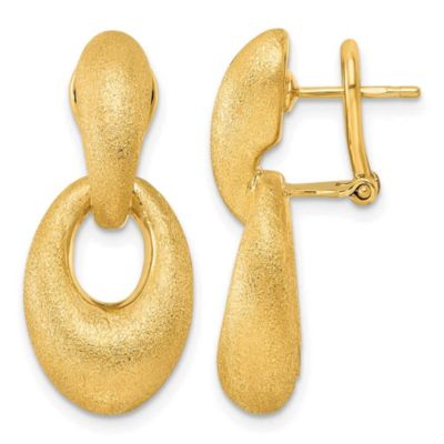 Belk & Co 14K Yellow Gold Polished and Satin Puffed Oval Drop Omega Back Dangle Earrings