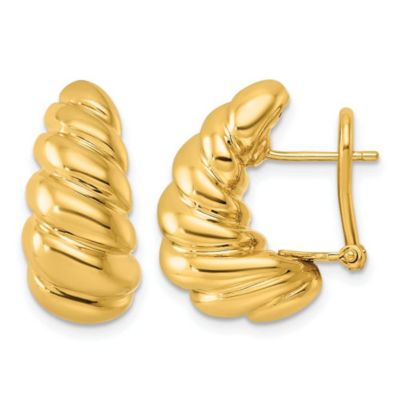Belk & Co 14K Yellow Gold Polished Twisted Crescent Omega Back Earrings