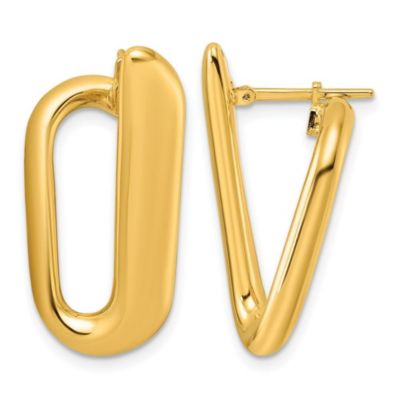Belk & Co 14K Yellow Gold Polished Offset Oval Hoop Earrings