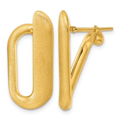 Belk & Co 14K Yellow Gold Polished and Satin Offset Oval Hoop Earrings