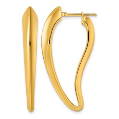 Belk & Co 14K Yellow Gold Polished Tapered Knife Edge Hoop Earrings