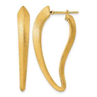 Belk & Co 14K Yellow Gold Polished and Satin Tapered Knife Edge Hoop Earrings